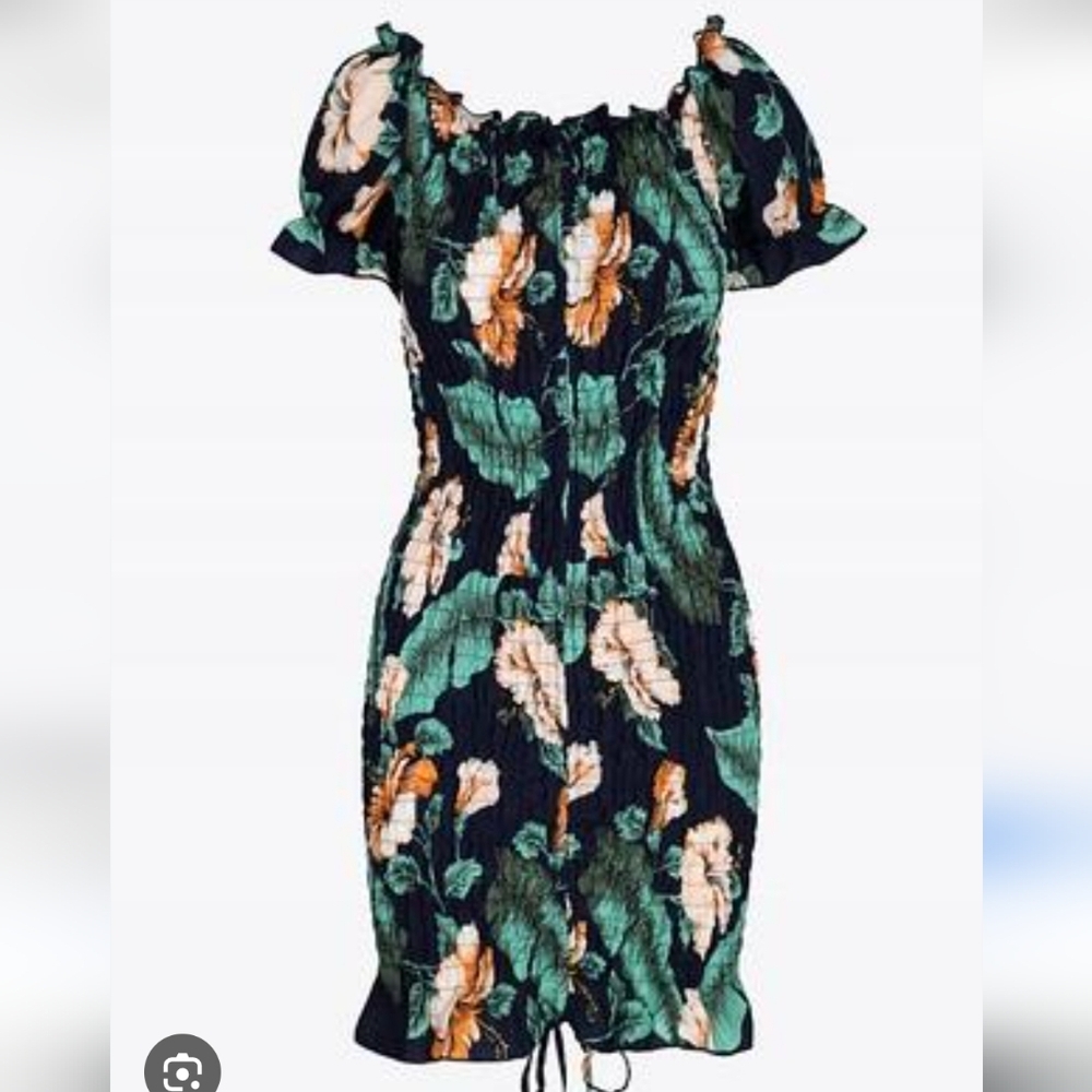 Women's Floral Smocked Ruffle Sleeve Stretch Dress - Size Small Like New - Picture 2 of 4